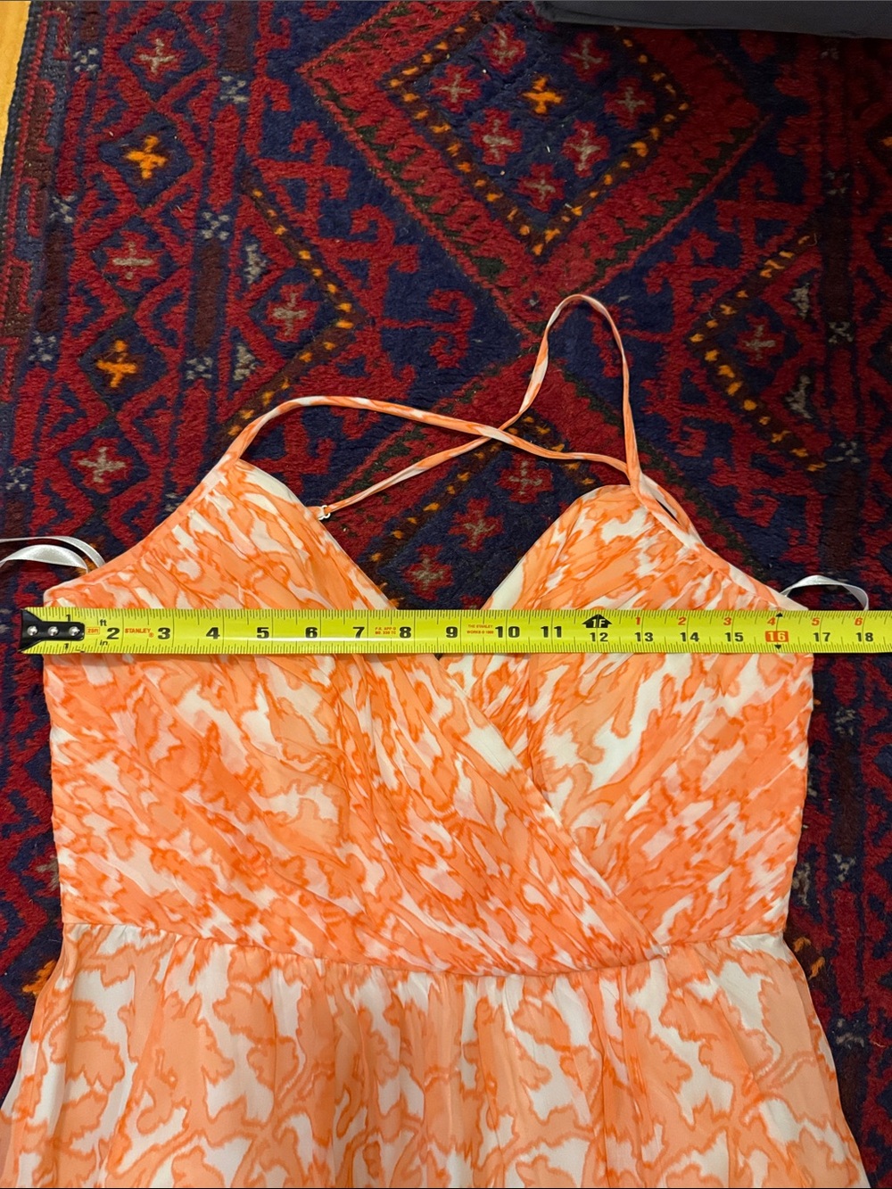 Shoshanna Orange and White Floral Print Maxi Dress size 10 halter nwt v neck - Picture 10 of 10